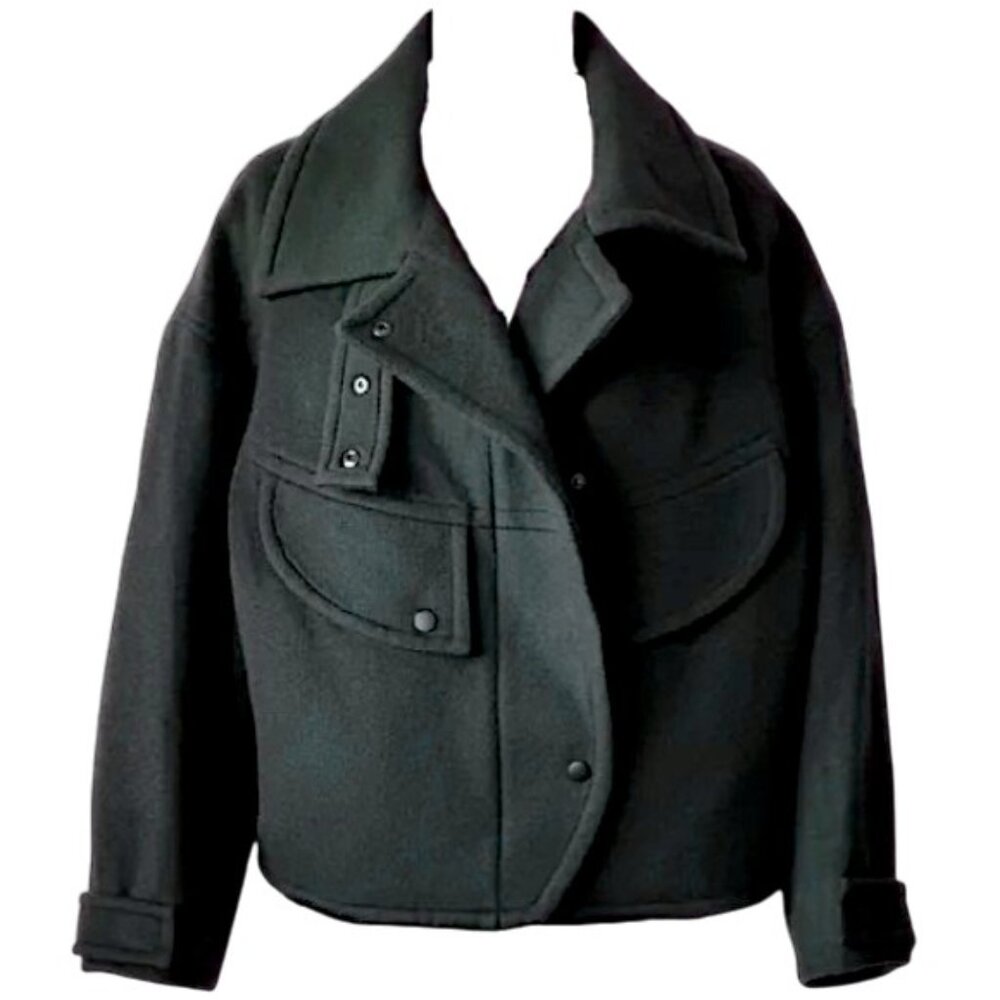 Comme Ca ISM Wool Moto Bomber Jacket Japan 9 Spruce Green